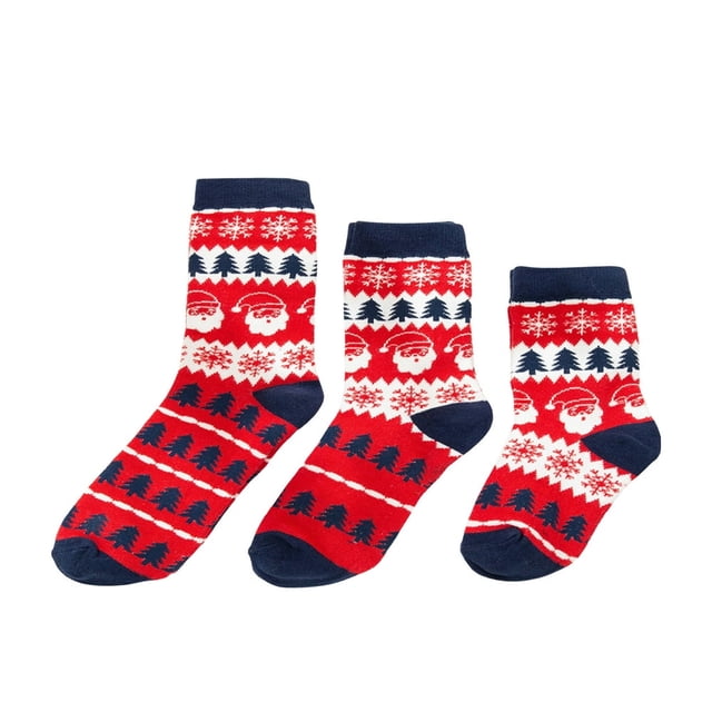 Christmas Parent-Child Stockings Tights Snowflake Santa Claus Print Pattern Family Matching Socks Adult Kid Warm Accessory