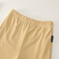thumbnail image 4 of Two Piece Kids Ribbed Outfit Girls Asymmetrical Hem Crop Tees Wide Leg Pants Casual Summer Fashion Clothes Lounge Wear 12 Years, Yellow, 4 of 7