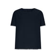 thumbnail image 2 of OGLCCG Men's Cotton Linen T-Shirt Short Sleeves Crew Neck Plain Raw Edge Vacation Tees for Men Casual Summer Beach Tops,S,Navy, 2 of 5