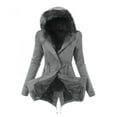 thumbnail image 3 of Ecqkame Women's Warm Parka Jacket Winter Snow Coat Ladies Lining Coat Winter Warm Thick Mid Long Jacket Hooded Overcoat Dark Gray XL, 3 of 3