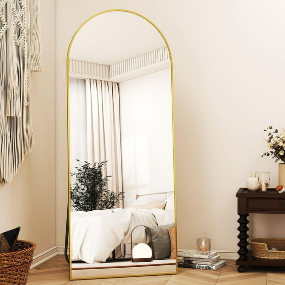 BEAUTYPEAK 56"x21" Full Length Mirror Arched Standing Floor Mirror Full Body Mirror Classic,Gold