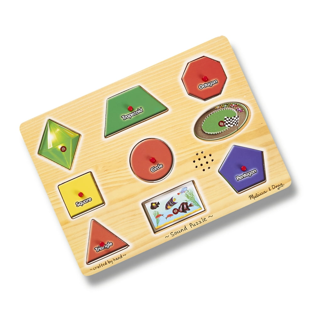 Melissa & Doug Shapes Sound Puzzle Wooden Peg Puzzle With Sound
