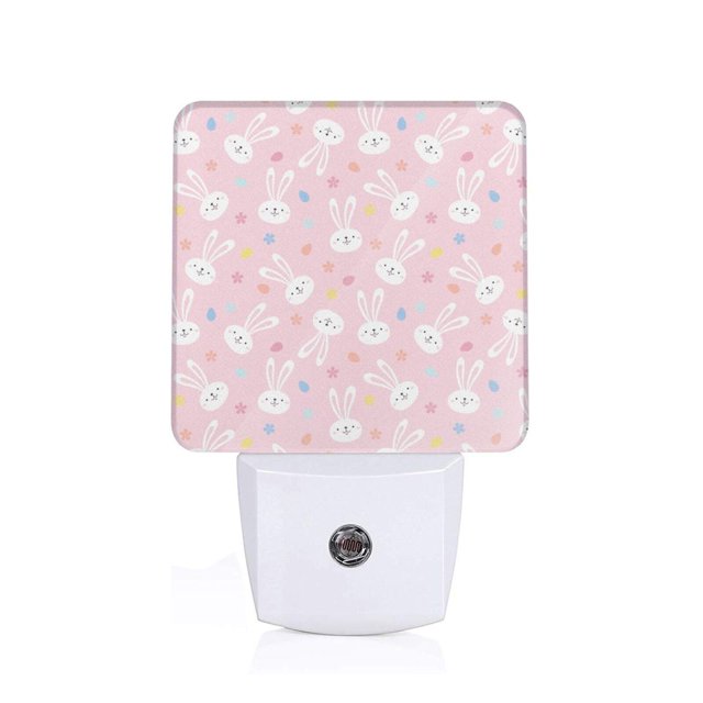 Fotbe Easter Cute Rabbit Luz Nocturna LED, Luz de Noche con Sensor de Luz Natural de Anochecer a Amanecer, Se Enchufa a la Pared, Blanco Cálido 0.5W-US