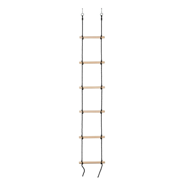 Swingan - 6 Steps Gymnastic Climbing Rope Ladder - black rope - Fully Assembled