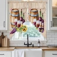 thumbnail image 4 of Vintage Watercolor Wine Kitchen Window Curtains, Swag Curtains Valance for Bedroom Living Room Bathroom, Farmhouse Cask Grapes Country Rod Pocket Window Curtain Block Drapes 2 Panels 36"x36", 4 of 9
