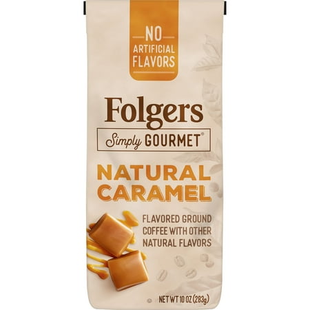 Folgers Simply Gourmet Natural Caramel Flavored Ground Coffee, With Other Natural Flavors, 10-Ounce