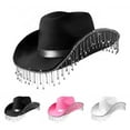thumbnail image 4 of Cowboy Hat, Comdrip Women's Hat Elegant and Light Tassel Cowboy Hat Heart Sunglasses Tassel Scarf Decoration Three Piece Set Cow Girl Hat Black One Size, 4 of 5