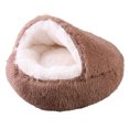 thumbnail image 1 of Cama redonda de felpa suave para mascotas, cama para gatos, sueño mejorado, cojín esponjoso para perros, cama cueva para gatos, 1 of 6
