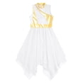 thumbnail image 5 of YONGHS Girls Praise Lyrical Dance Dress Sleeveless Asymmetrical Liturgical Worship Dancewear Performance Costume White 6, 5 of 7