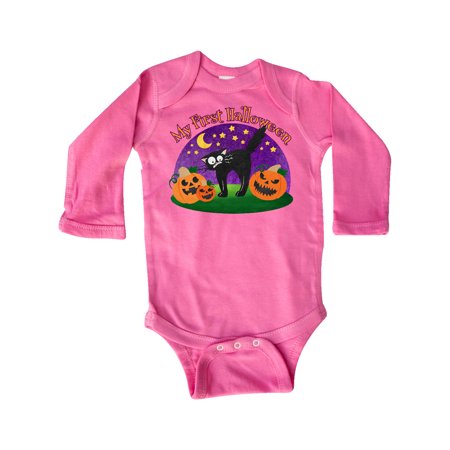 

Inktastic My 1st Halloween Black Cat and Pumpkins Gift Baby Boy or Baby Girl Long Sleeve Bodysuit