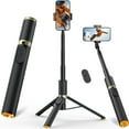 thumbnail image 2 of Trípode para teléfono y selfie stick con  remoto, portátil, ligero para grabación de video y vlog, trípode extensible para viajes compatible con  y , negro, 62", 2 of 8