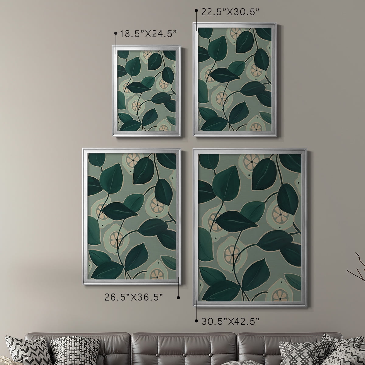 Monochrome Limes Premium Framed Print - Ready to Hang