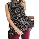 thumbnail image 3 of Camisa de mujer con cuello de muñeca, manga corta, top, estampado, camiseta casual, negro, S Eigraketly AP001622-01, 3 of 7