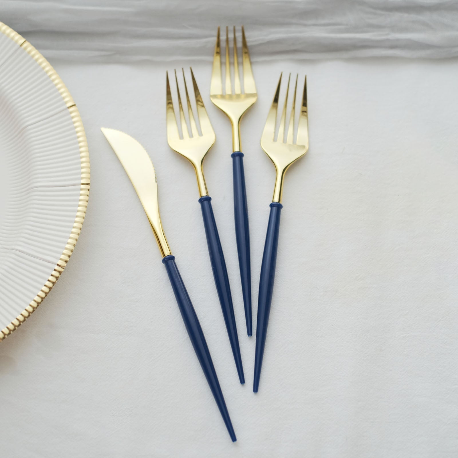 True Navy Blue Heavy-Duty Plastic Cutlery Set for 20 Guests, 80ct