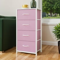 Uforic 4 Drawer Dresser Fabric Chest of Drawers Furniture Storage Organizer for Living Room,,Hallway, Pink