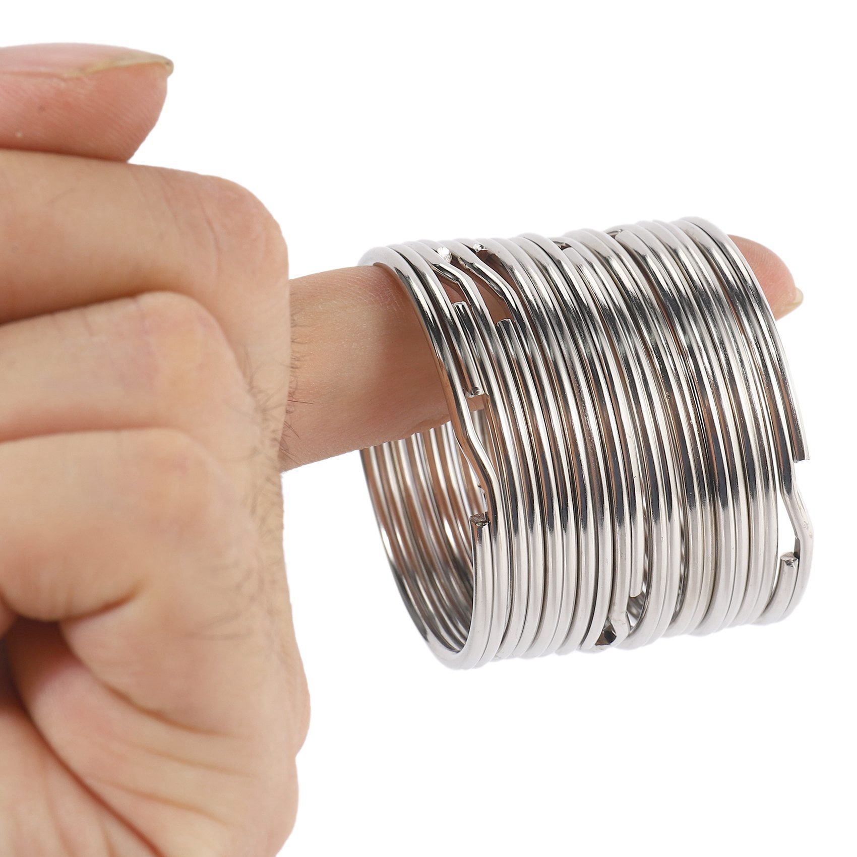 100X Quality 50mm Keyring Split Ring Set Heavy Duty Nickel Key Loop Sprung Hoop