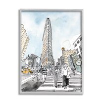 Stupell Industries Urban City Streets Crosswalk Town & City Painting Gray Framed Art Print Wall Art