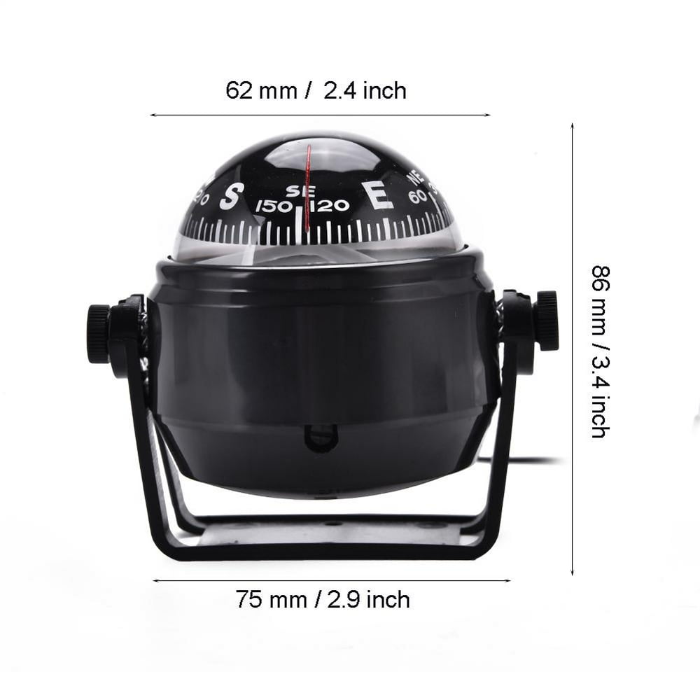 Tebru Car Compass,Outdoor High Precision LED Car Boat Marine Military Digital Compass