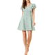 thumbnail image 1 of Vestido impreso con cuello cuadrado y mangas con volantes de INSPIRE CHIC para mujer, verde, XS, 1 of 7