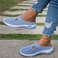 thumbnail image 4 of BRGZLK Women Slip On Shoes Fashion Versatile Closed Toe Breathable Mesh Walking Shoes Summer Trendy Lightweight Comfortable Plus Size Mule Light Blue 9, 4 of 8