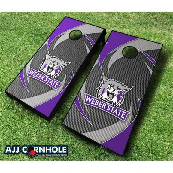AJJCornhole 110-WeberStateSwoosh Weber State Wildcats Swoosh Theme Cornhole Set with Bags - 8 x 24 x 48 in.