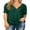 Dark Green, variant on Womens Plus Size Tops Short Sleeve V Neck Waffle Knit Tunic Blouse Tie Front Button up T Shirts