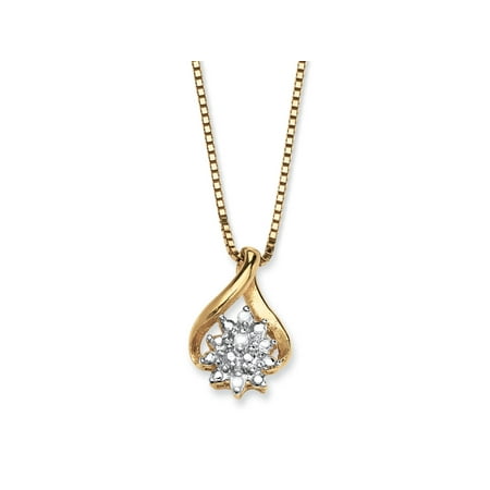 - Diamond Accented Cluster Pendant Necklace in 18k Gold over Sterling Silver