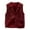 Burgundy, variant on Women's Notch Lapel Vest Fall Trendy Casual Textured Fleece Button Vest Cropped Loose Thin Layer Jacket Top Olive Green