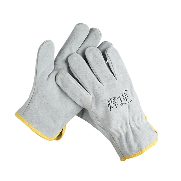 Guantes de soldadura resistentes al fuego, guantes de trabajo profesionales con protección para las muñecas. Gris