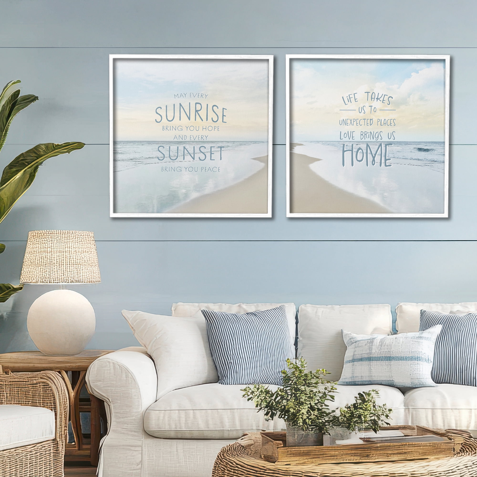 Stupell Industries Beautiful Beach Inspirations 2 Piece White Framed Giclee Art Set, design by Natalie Carpentieri