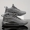 thumbnail image 2 of 2026 New+Men'S Breathable Knit Mesh Sneakers with Air Cushion - Lightweight Low-Top Design, Grey & Black, Lace-Up Casual Shoes Sleek Shoe Design, Fabric Upper for Running, Gym & Casual Attire, Gym Sh, 2 of 9