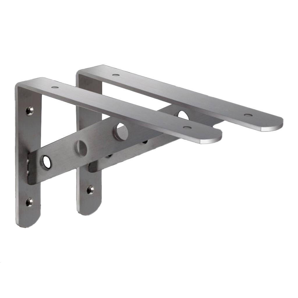 WLPZXP 2xStainless Steel L-Shape Shelf Bracket Wall Mount Heavy Duty Brackets 16'' 16 inch