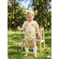 thumbnail image 5 of BemeyourBBs Newborn Baby Girl Duck Outfit Infant Baby Girl Summer Clothes Bubble Romper Cute 3D Crochet Duck Flower Embroidery Short Sleeve Bodysuit Playsuit and Headband Set, 5 of 7