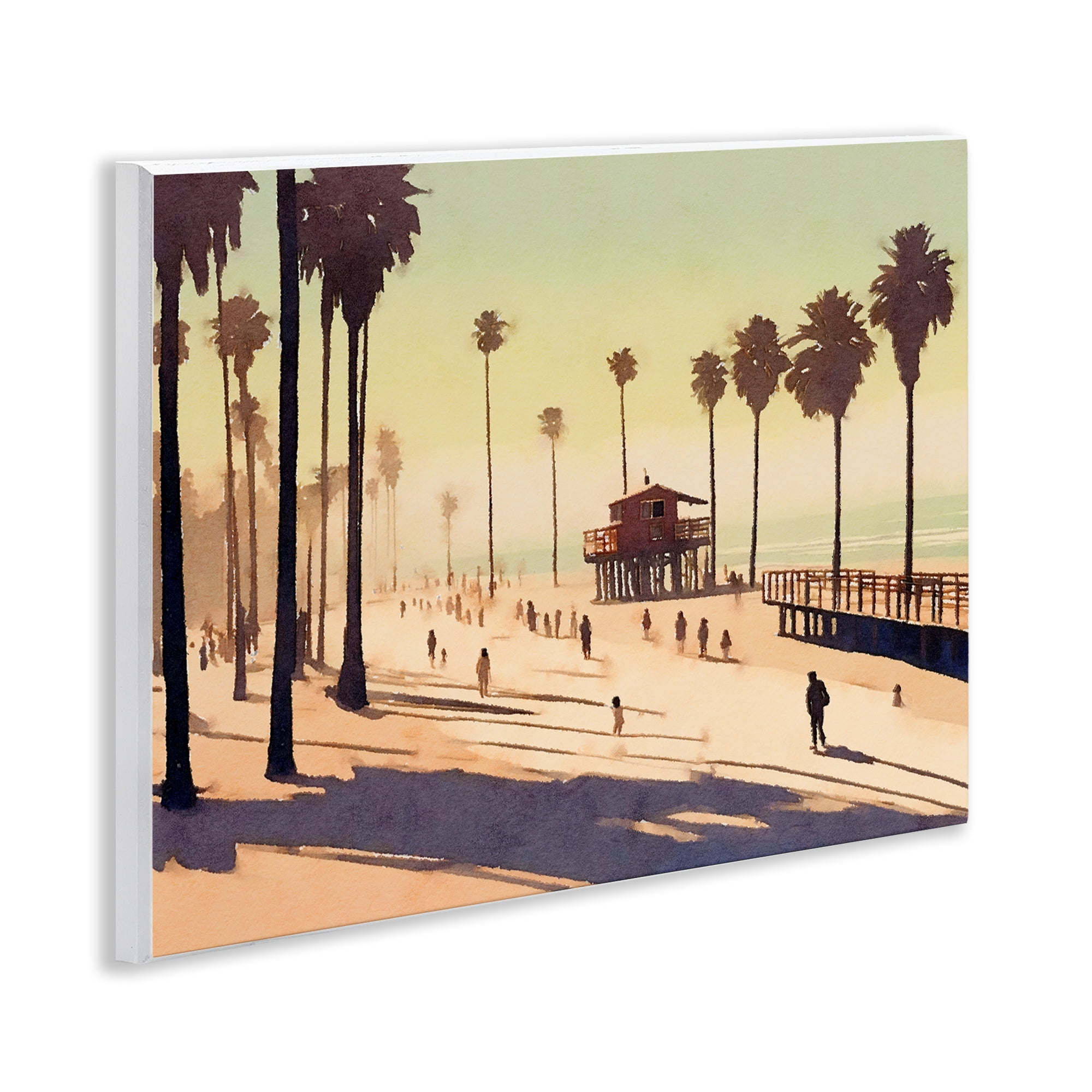 Stupell Industries Silhouettes on Beach Landscape & Nature Painting Unframed Art Print Wall Art, 14 x 11