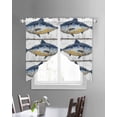 thumbnail image 3 of Retro Fish Coastal Swag Valances for Windows, Vintage Summer Beach Nautical Ocean Rod Pocket Sheer Valances for Large Windows, Swag Toppers Light Filtering for Kitchen Living Room 2 Panels 36''x45'', 3 of 6