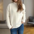 thumbnail image 4 of GigrtiJin Women's Sweaters Long Sleeves Mock Neck Solid Color Knitted Sweater Comfy Loose Casual Pullover Tops, 4 of 5