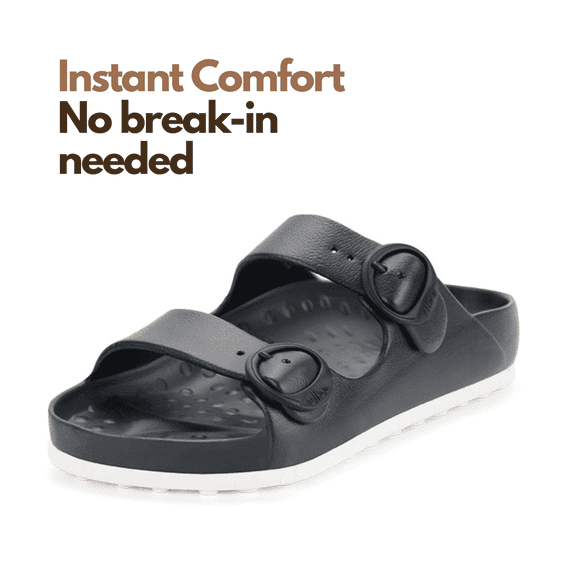 Ccilu Horizon Check Women Casual Beach Slide Comfortable Sandals with Adjustable Buckle Straps