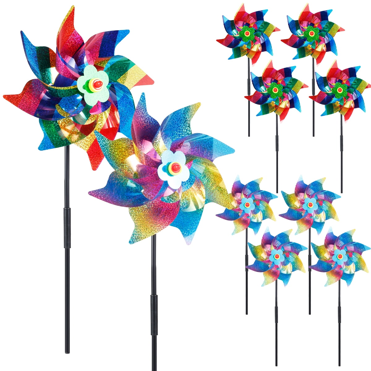 Austok High Reflective Bird Scarer Windmill,Sparkly Holographic Pin ...