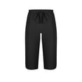 thumbnail image 5 of Women's Linen Shorts Pants Elastic Waist Drawstring Below Knee Shorts Comfort Lounge Lace Side Short Daily Wear, 5 of 8