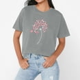thumbnail image 2 of NAMTYQX Women's Summer Tops Lounge Print Graphic Short Sleeve Loose Plus Size Lightweight Crewneck Breathable Plus Size Summer Tops Gray Size 2XL, 2 of 4