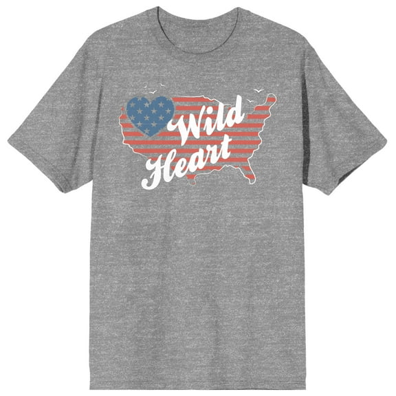 Americana Wild Heart Men's Gray Heather T-Shirt-Medium