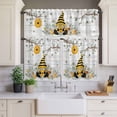 thumbnail image 3 of Kitchen Window Curtains Valance and Tier Set, Farmhouse Yellow Black Gnome Rod Pocket Tier Curtain Valance Set, Spring Bee Daisy Flower Wood Board Light Filtering Cafe Curtains for Bedroom, 3 of 9