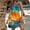 Orange, variant on Drovellove Loose Curved Hem Casual Beach Sundress with Pockets, Women V Neck Spaghetti Strap Floral Print Mini Summer Dresses