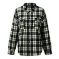 thumbnail image 7 of Tees & Shorts Starting At $6,AXXD Casual Loose Plaid Long Sleeve Button Cardigan for Woman Clearance Gray Size 8, 7 of 7
