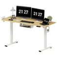 thumbnail image 2 of FunniHomi 60" x 24" Electric Height Adjustable Standing Desk with Hooks, Whole-Piece Desktop Cable Management Tray, and Built-in Power Outlet, Ergonomic Sit-Stand Desk for Home Office(2 Packages), 2 of 10