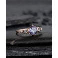 thumbnail image 2 of Nature Inspired Round Shape Alexandrite Engagement Ring, Unique Crescent Rose Gold Promise Ring Vintage Moon and Star Wedding Ring for Women, 2 of 5