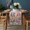 thumbnail image 2 of Blue Purple Gnomes Table Runner - 70 Inch Long, Kitchen Dining Table Runner Dresser Scarves, Spring Vintage Hydrangea Flower Leaf Farmhouse Decor for Coffee Tables Wedding Party Banquet, 2 of 8