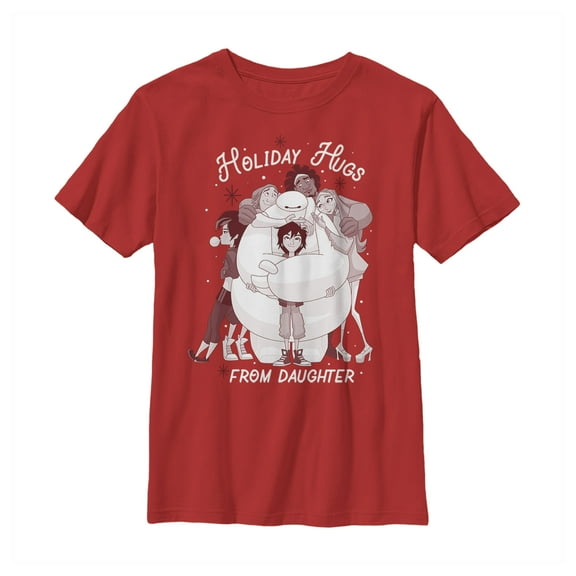 Boy's Big Hero 6 Holiday Hugs From Daughter Graphic Tee Red X Small