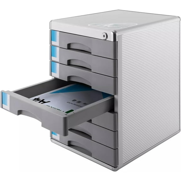 Desk Organizer with 7 Drawers, Metal Desktop Storage Cabinet File Holder with Locks and Keys, Filing Case Literature Organizer for Office Home, L11.8*D14*H16in