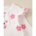 thumbnail image 6 of 12 Months Baby Girls Clothes 18 Months Girls 3PCS Outfits Set Flower Print Toddler Girls Long Sleeve Top Pants Set with Headband Pink, 6 of 9